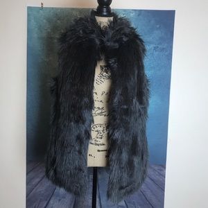 Beautiful ann taylor loft black fur coat size xs/S